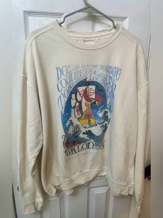 People Of Leisure Tops - People of Leisure Cream Graphic Crewneck Sweatshirt with Nautical Print, XL